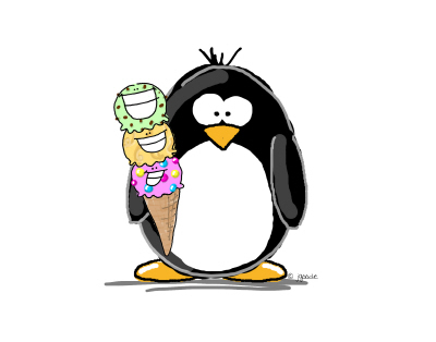 Penguin with Smiley ice cream by JGoode