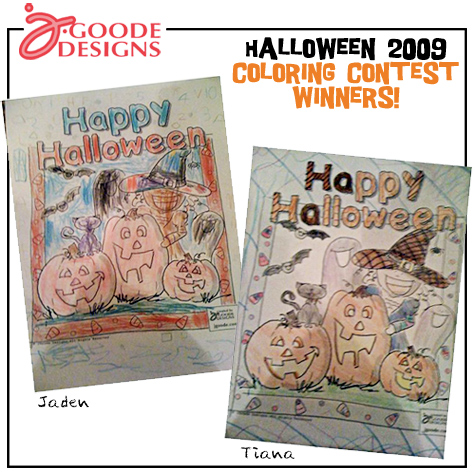 Halloween Coloring Contest Winners from JGoode Designs