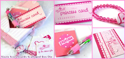 Sizzix Scoreboards scalloped box die - princess purse design by JGoode