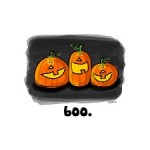 3 pumpkins boo by Jen Goode