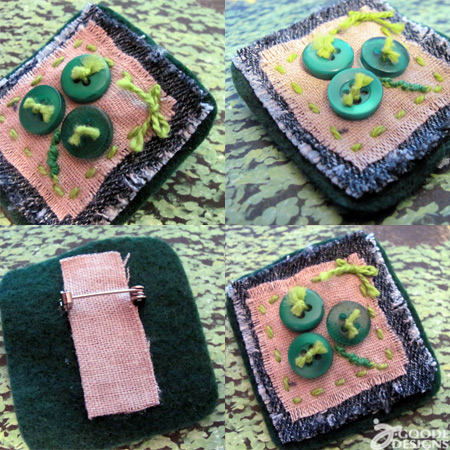 Make a shamrock pin with buttons