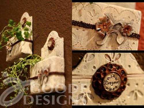 Details on clay wall hanging flower pot