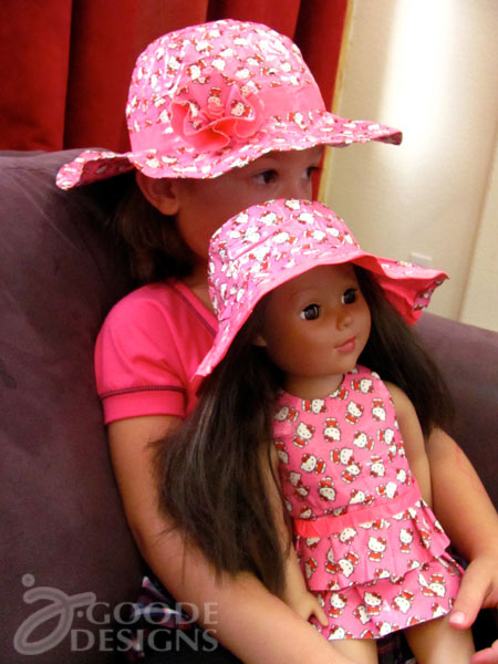 Matching hats and doll dress from Duct Tape and Velcro
