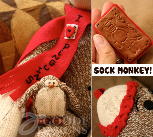Sock Monkey Penguin and accessories by Jen Goode