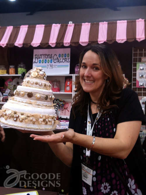 Jen Goode and Button Wedding cake at Buttons Galore and More booth